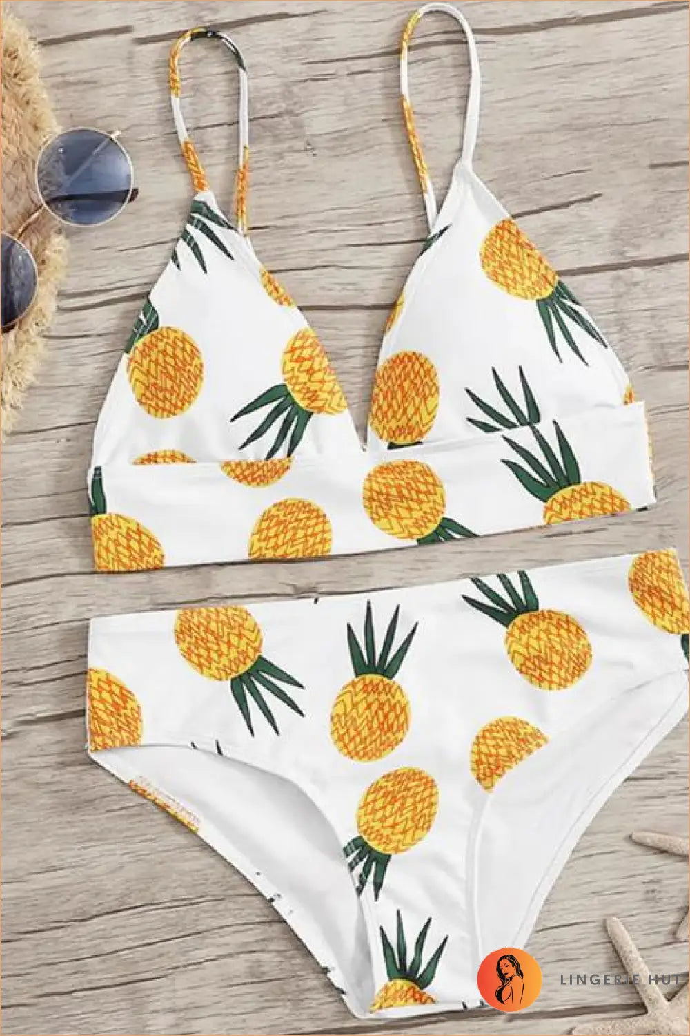 Floral Print Bra Set with Split Straps