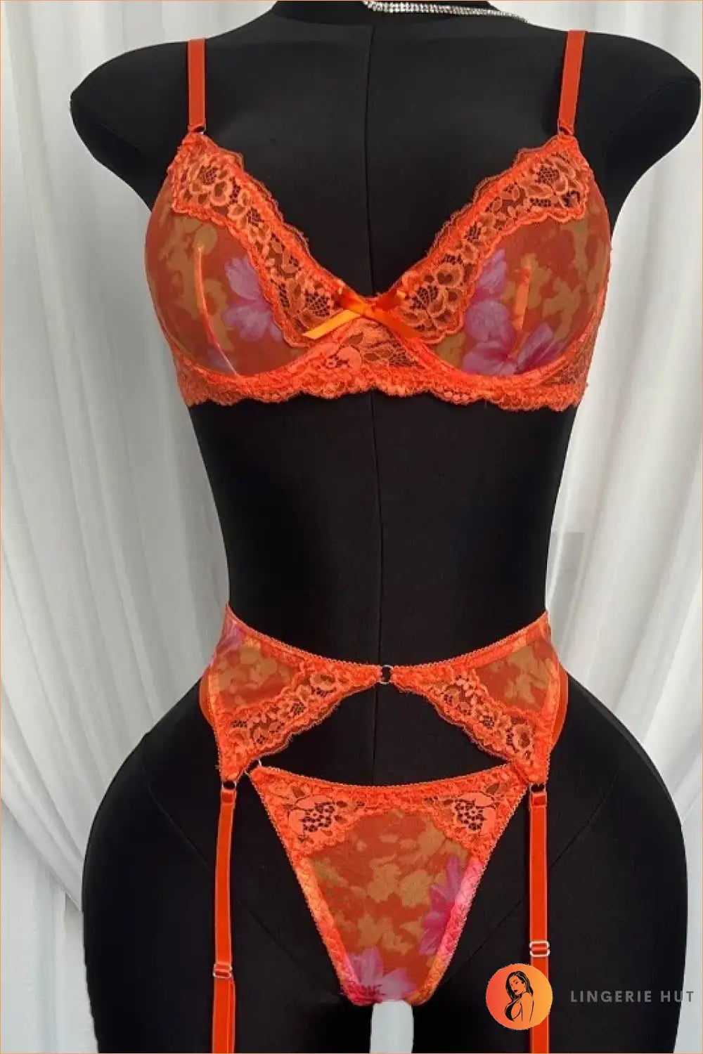 Floral Lace Lingerie Set with Garter Belt - Confident Evenings