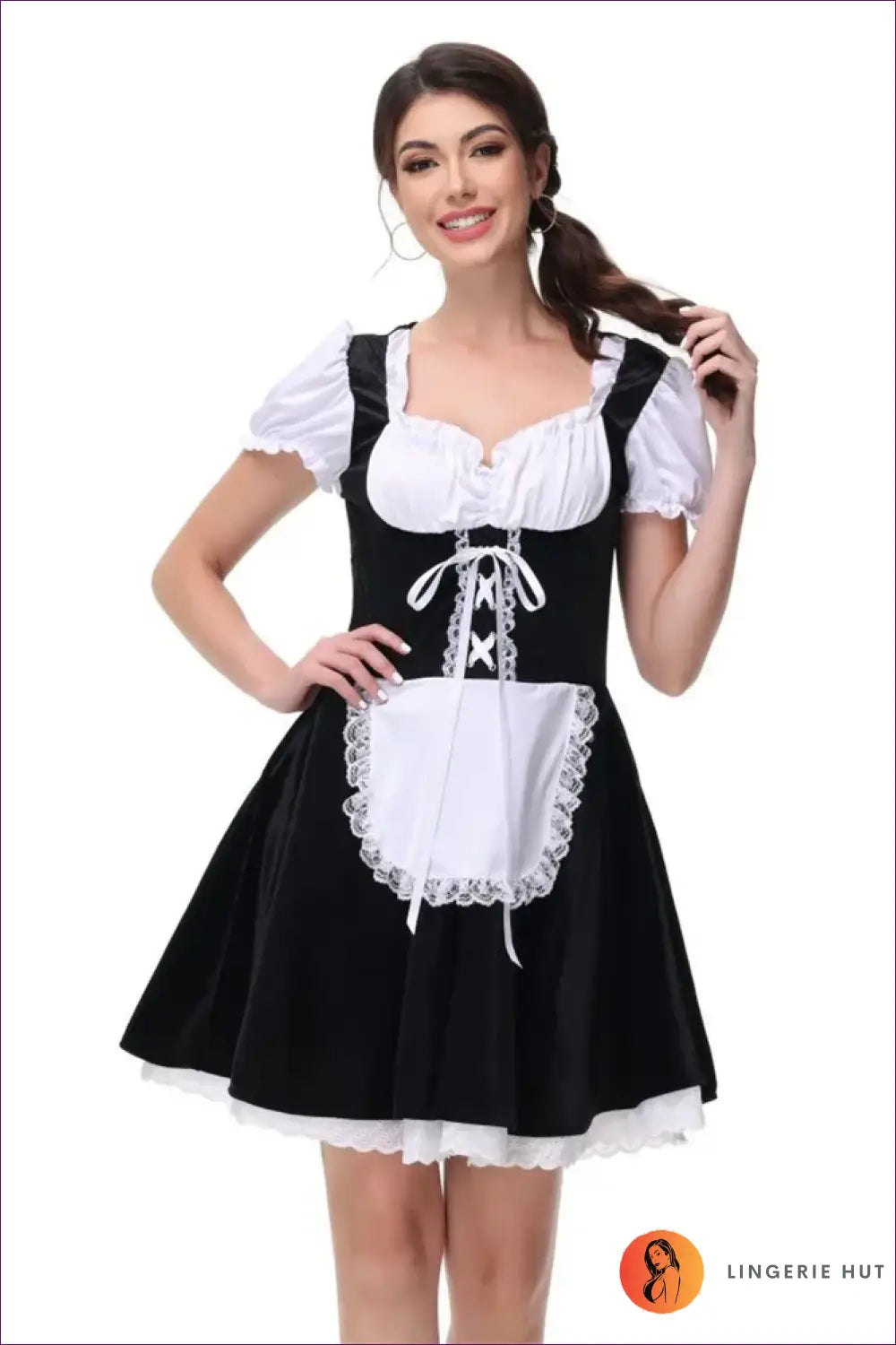 Velvet Oktoberfest Costume with Lace-Up Front - Festival Spirit