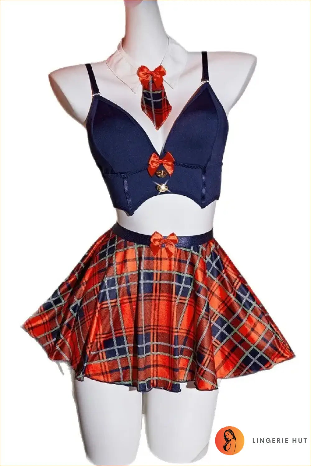Schoolgirl Costume with Cropped Waistcoat, Skirt and Tie