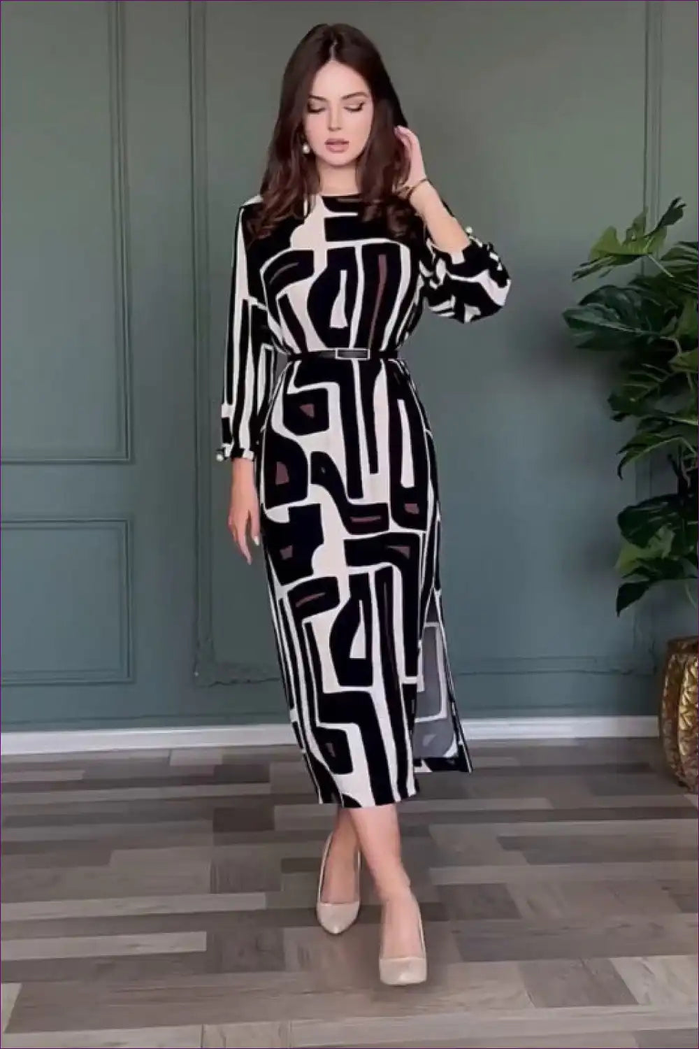 Abstract Elegance Maxi Dress - Graceful Style For x