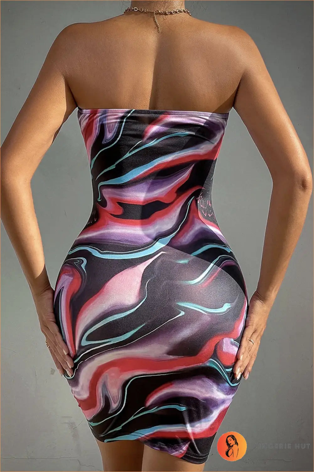 Abstract Print Tube Mini Dress - Bodycon Fit - Clubwear • just in • Laiqa