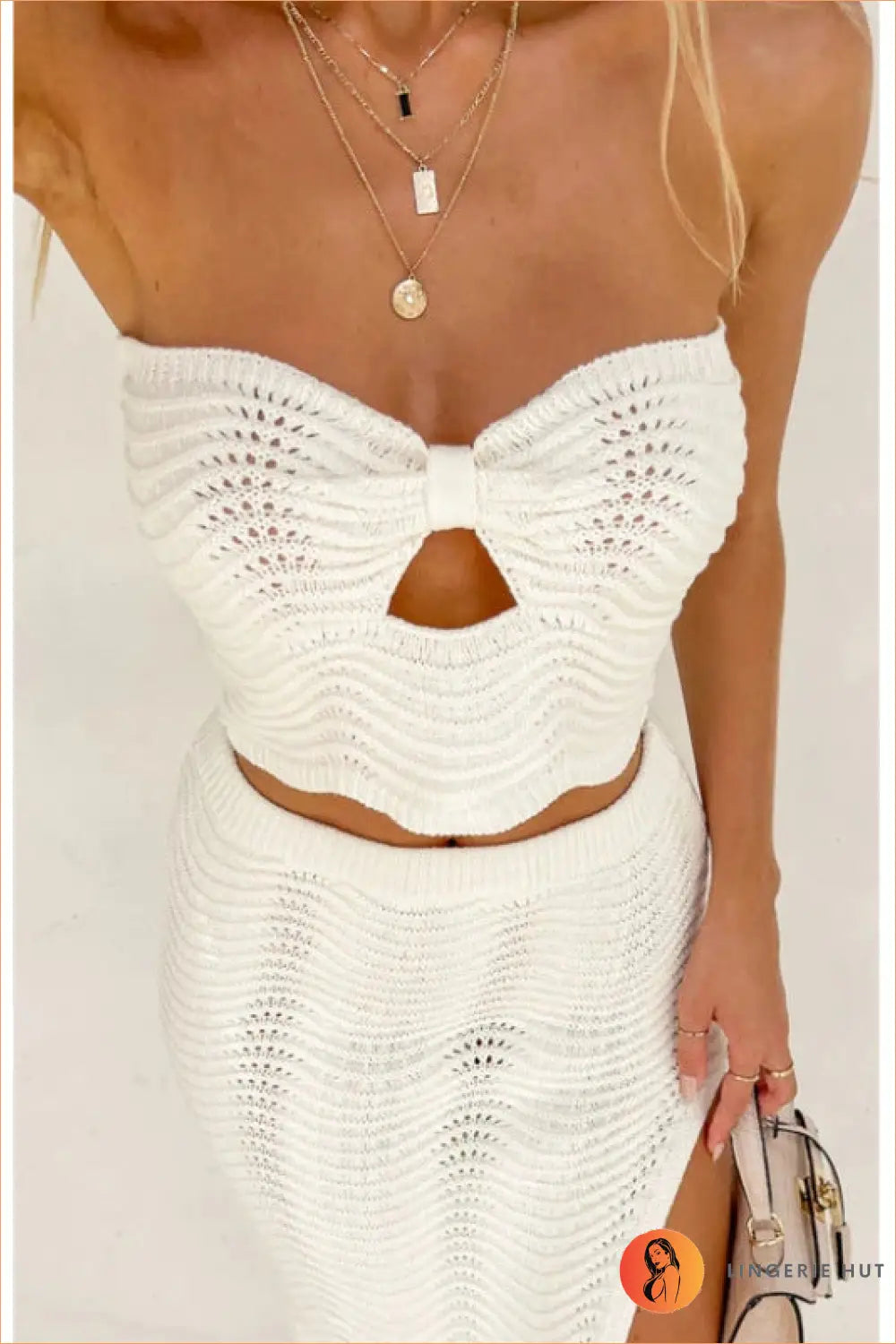 Cutout co Ord Set with Midi Skirt - Summer Evenings Sorted - Bandeau • Clothing • Crop • Lingerie Hut