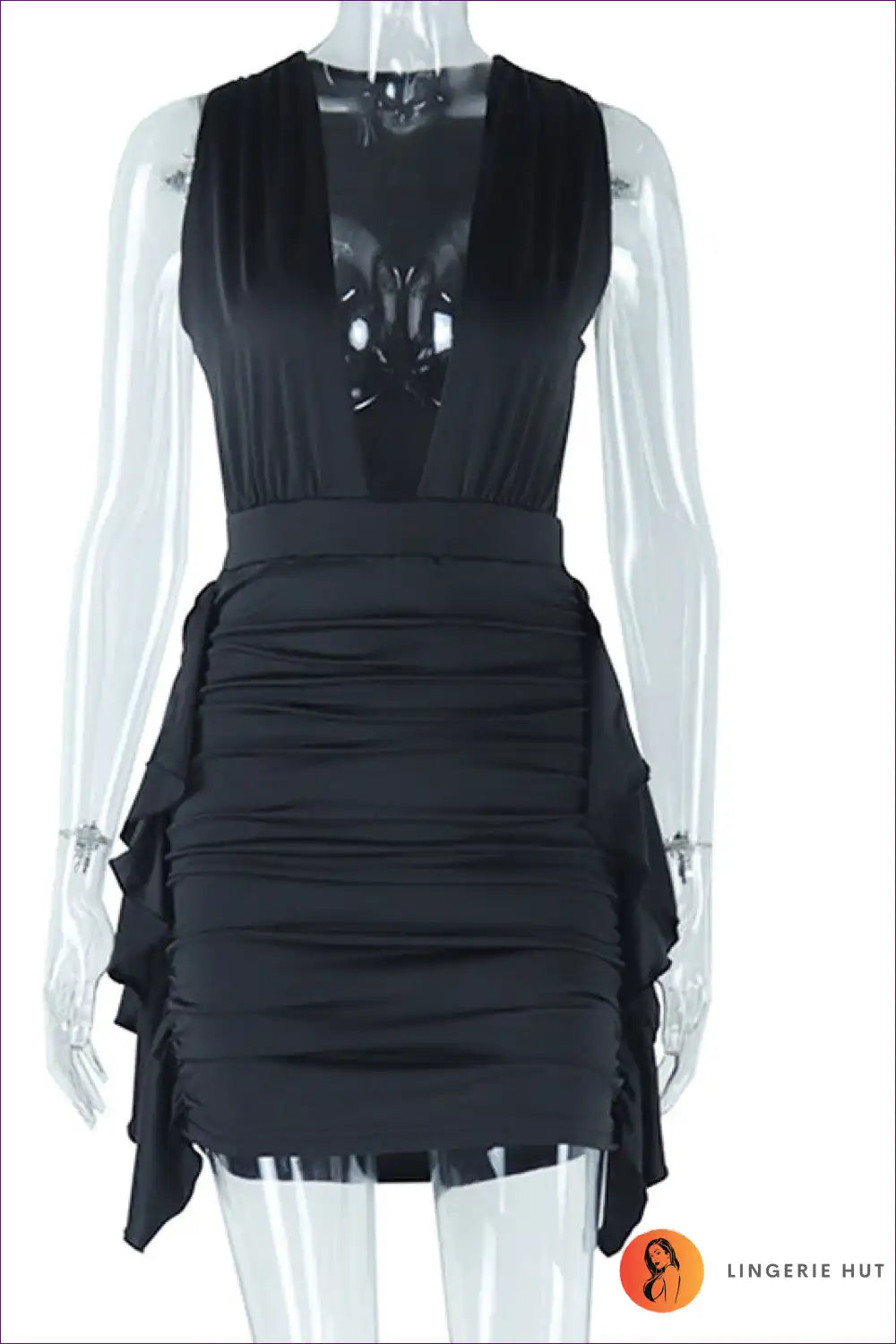 Embrace Your Confidence With Our Alluring V-neck Mini Dress. Enhance Curves And Unleash Inner Vixen. Shop Now