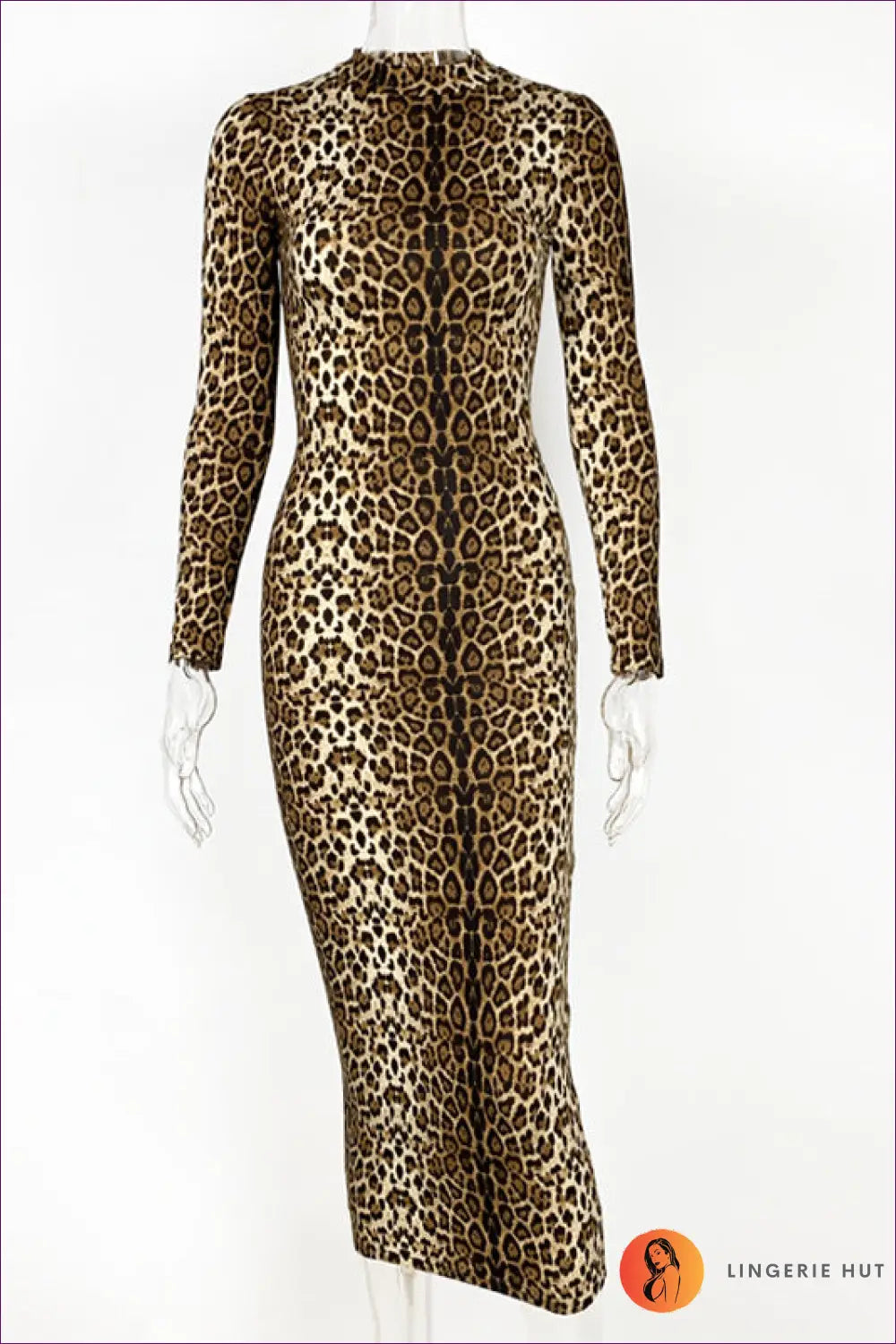 Animal Print Bodycon Midi Dress - Statement Evening Mood - s / Leopard - Dresses - All Season • Autumn • Bodycon Midi