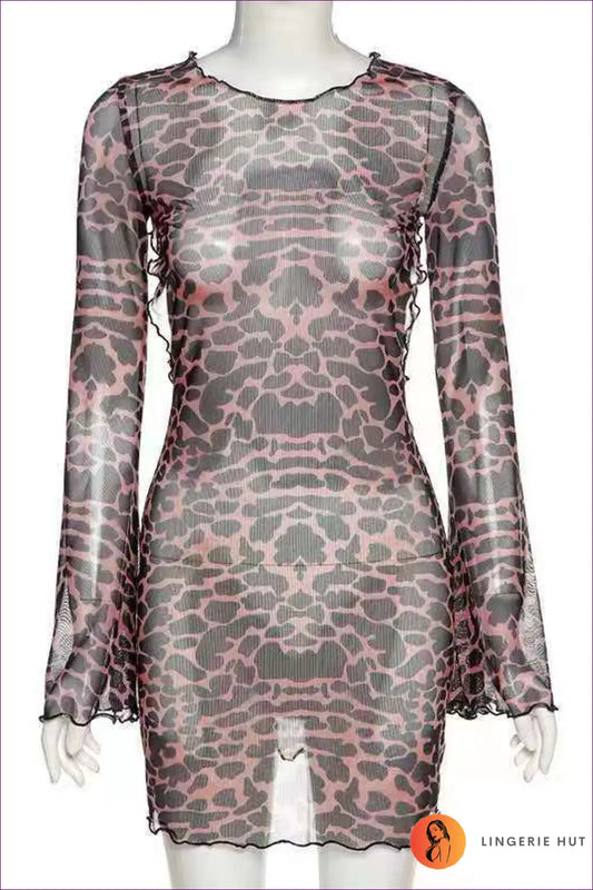 Animal Print Halter Mini Dress - Party Ready Glamour - s / Brown - Dresses - Lingerie Hut - A-line • Autumn • Backless