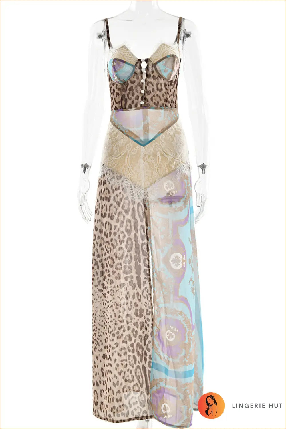 Animal Print Maxi Dress - s / Blue - Dresses - Chiffon • Clothing • Lingerie Hut