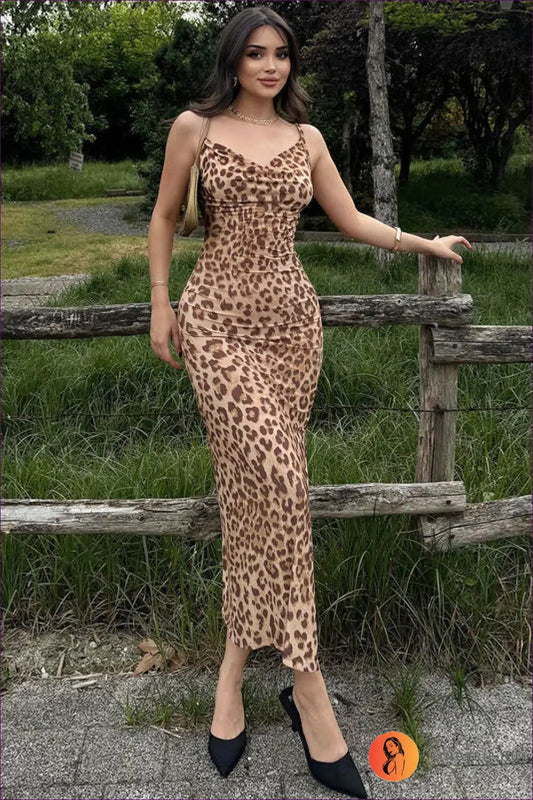 Animal Print Maxi Dress with Split - Summer Evenings Sorted - Dresses - Lingerie Hut - Backless • Cutout • Evening Wear