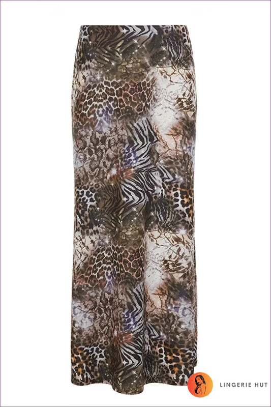 Animal Print Maxi Skirt - Effortless Wild Elegance - s / Brown - Lingerie Hut - Boho • Casual • Evening Wear • Everyday