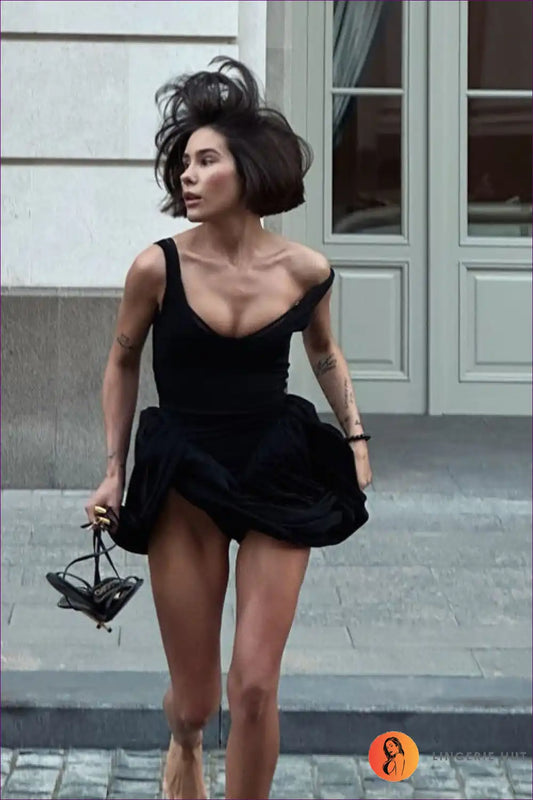 Asymmetric Hem Bodycon Dress with Pleats for Club Nights Bodycon, Clubwear, Evening Wear, High-low Dress,