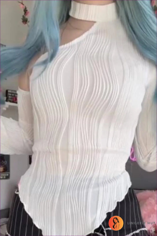 Asymmetrical Cutout Top - Effortless Evening Glamour - Shirts & Tops - Lingerie Hut - Autumn • Date Night • Evening