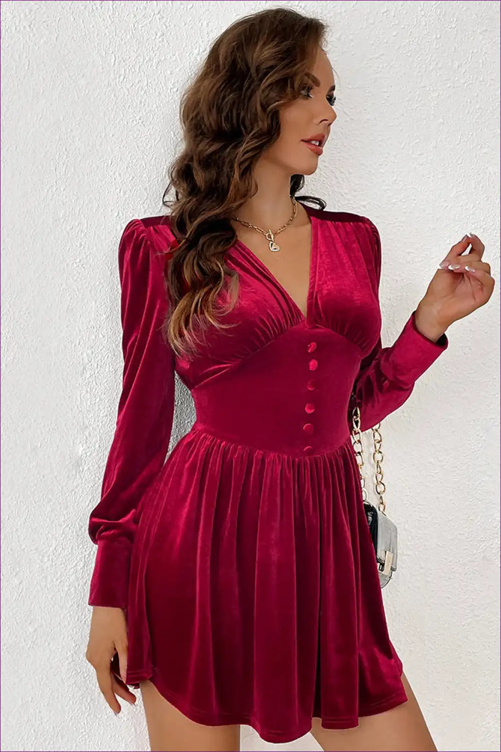 Step Into Seasonal Elegance With Lingerie Hut’s Tight Waist Velvet Party Dress. Perfect For Autumn And Winter
