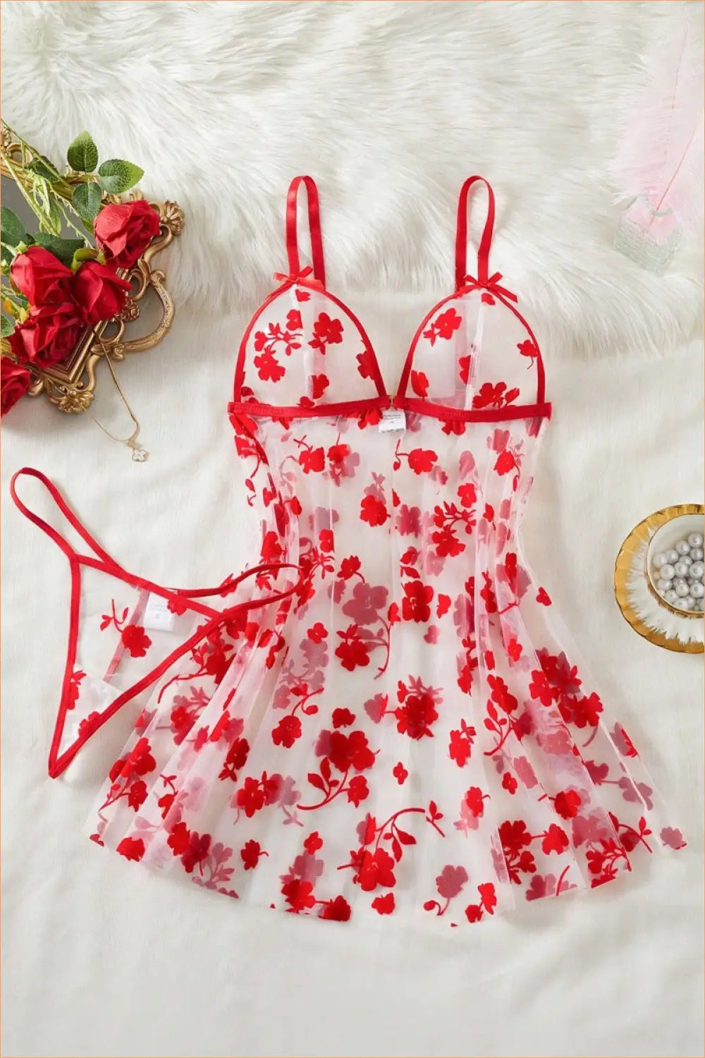 Floral Embroidered Babydoll - Dreamy Romance Edit - Boudoir • Honeymoon • Lace - Lingerie Hut