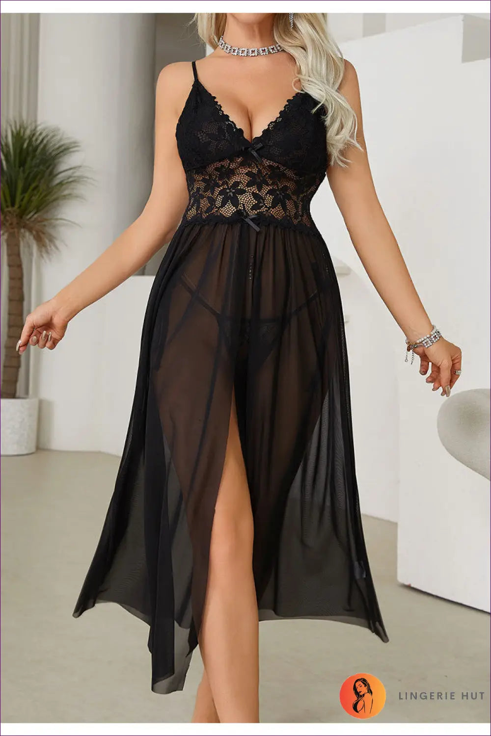 Lace & Chiffon Babydoll Nightwear - Effortless Romance - s / Black - Lingerie Hut - All Season • Boudoir • Glamour