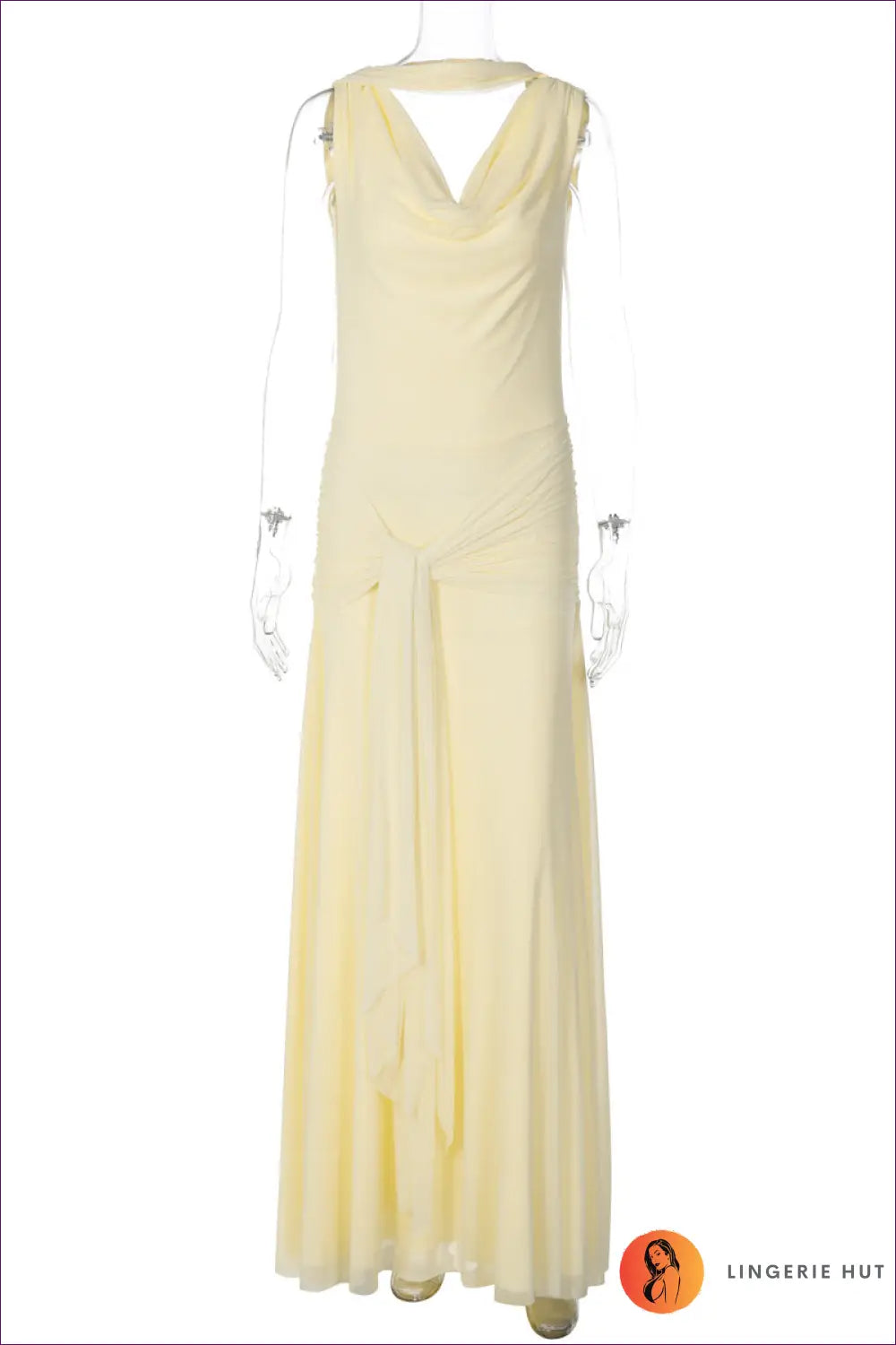 Yellow Asymmetric Maxi Dress - s / Pale - Dresses - Clothing • Glamour • Party - Lingerie Hut