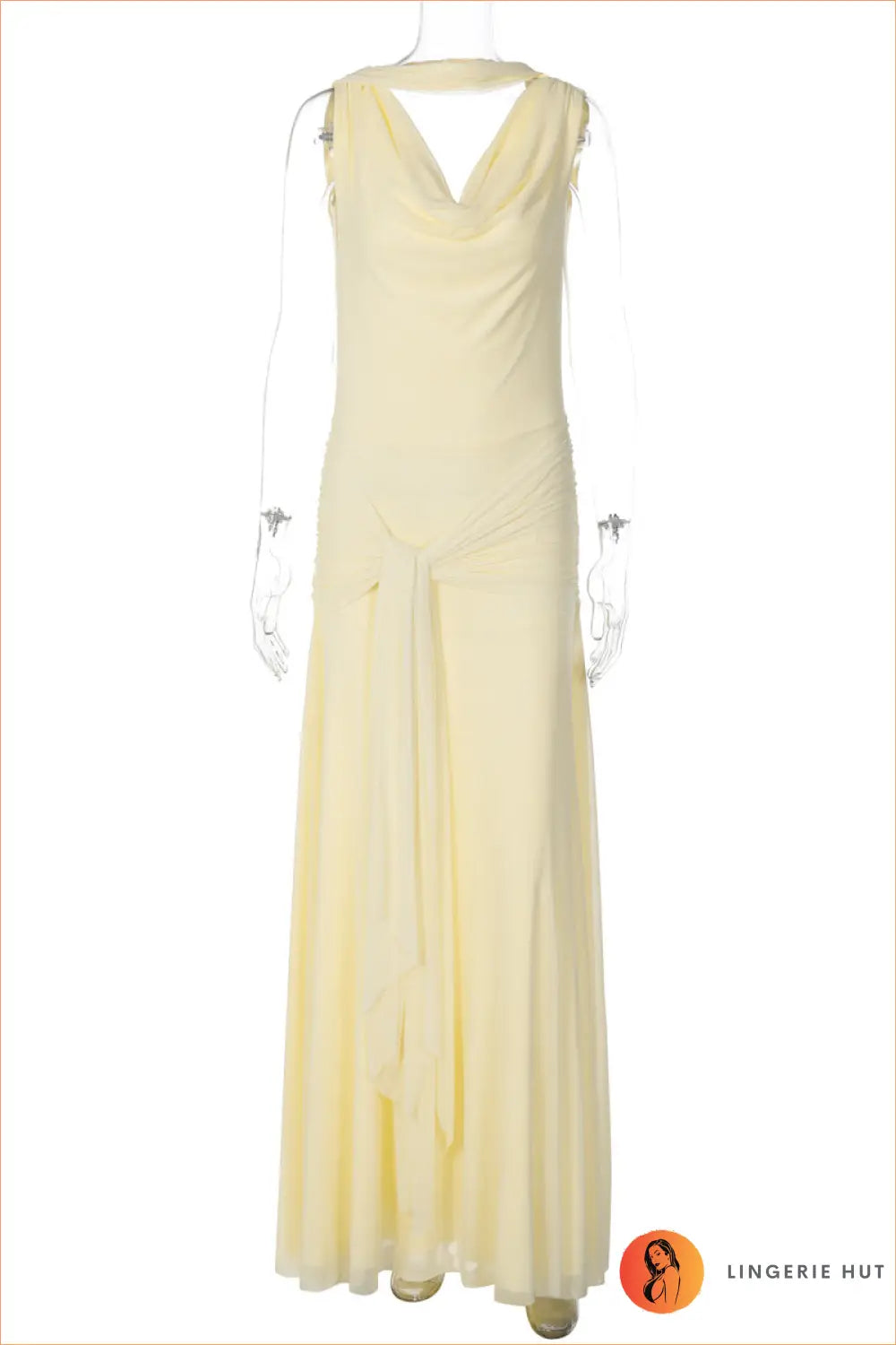 Yellow Asymmetric Maxi Dress - s / Pale - Dresses - Clothing • Glamour • Party - Lingerie Hut