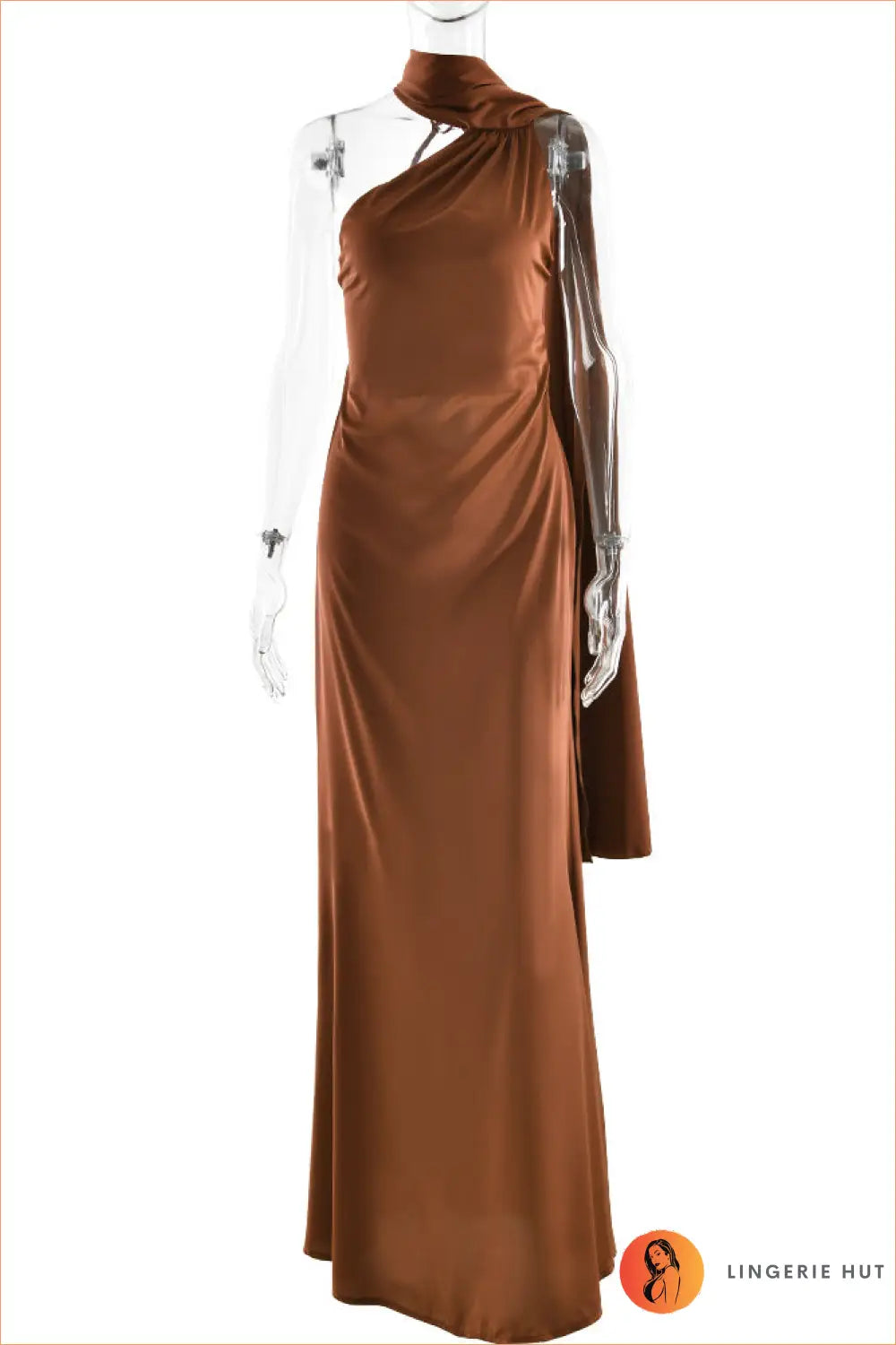 Backless Halter Satin Maxi Dress - Understated Glamour - s / Coffee - Dresses - A-line • Clothing • Lingerie Hut