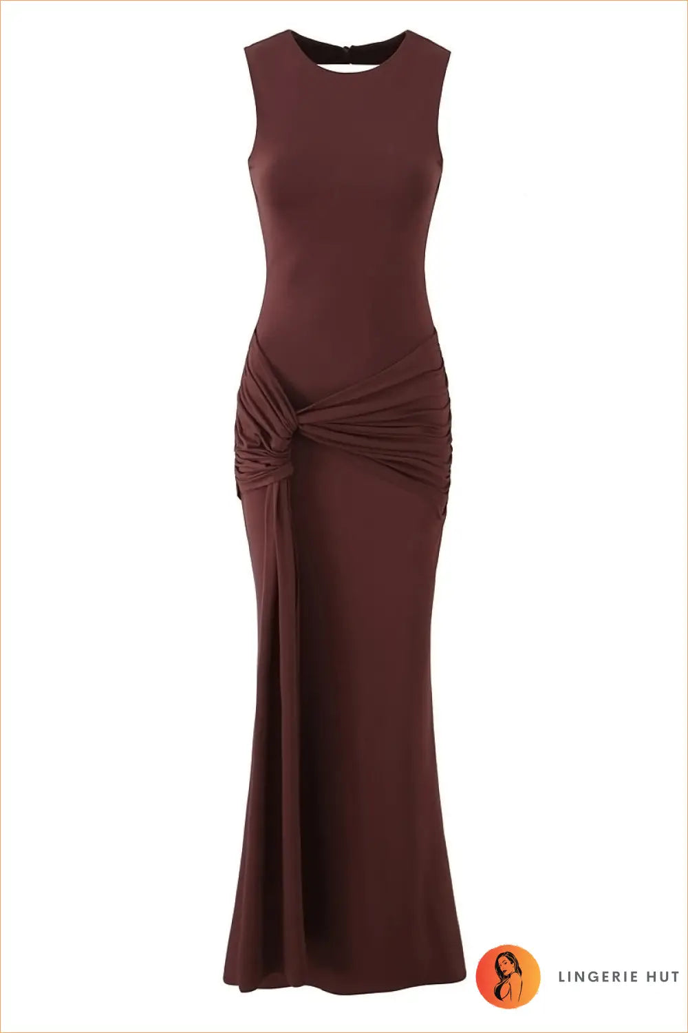 Backless Maxi Dress with Ruched Detail - Summer Evenings Sorted - s / Brown - Dresses - Bodycon • Clothing • Clubwear
