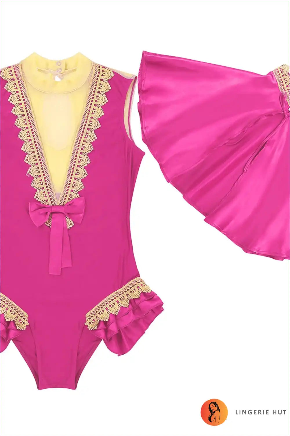Eyes Will Turn Your Way With Our Backless Ruffle Leotard Circus Costume. Bright Yellow Leotard, Multicolored