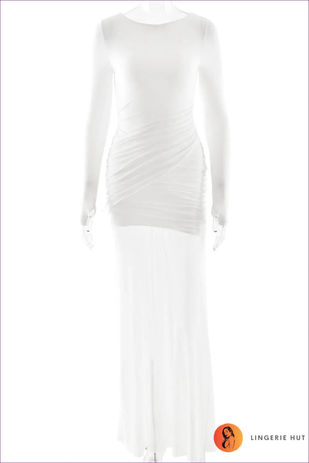 Backless Maxi Dress with Ruched Split - Understated Glamour - s / White - Dresses - Lingerie Hut - Autumn • Backless