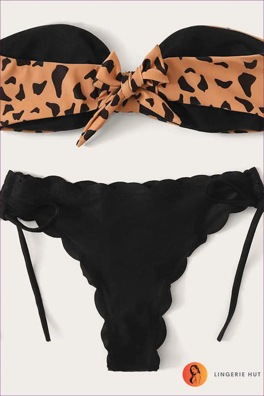 Bandeau Bikini Set with Animal Print - Worth a Second Look - Lingerie Hut - Beachwear • Casual • Cutout