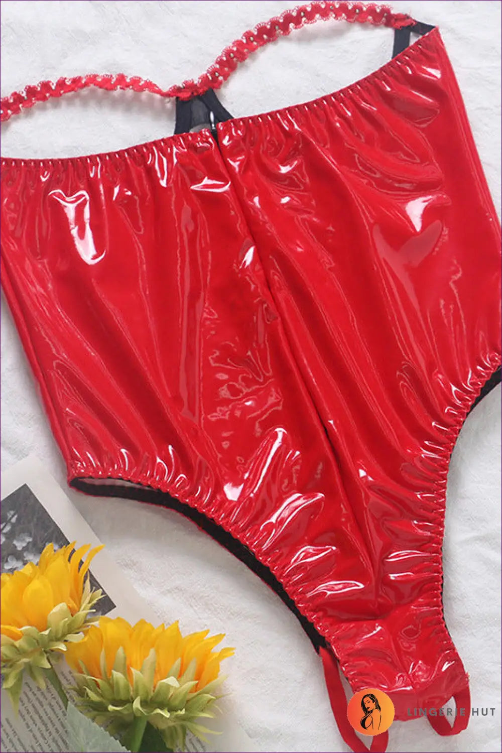 Bandeau Bodysuit with Backless Sheer Detail - Bold but Wearable - s / Red - Lingerie - Hut - All Season • Backless