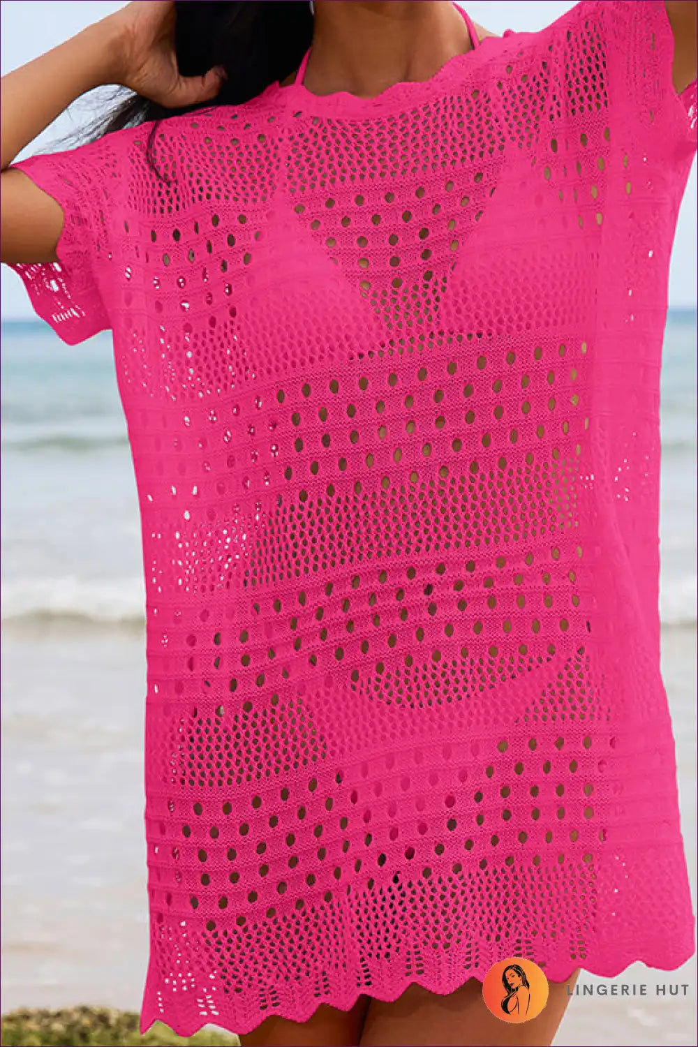 Beach Cover-up with Crochet Details - Bohemian Elegance for Beachwear, Boho, Casual, Cover Up,