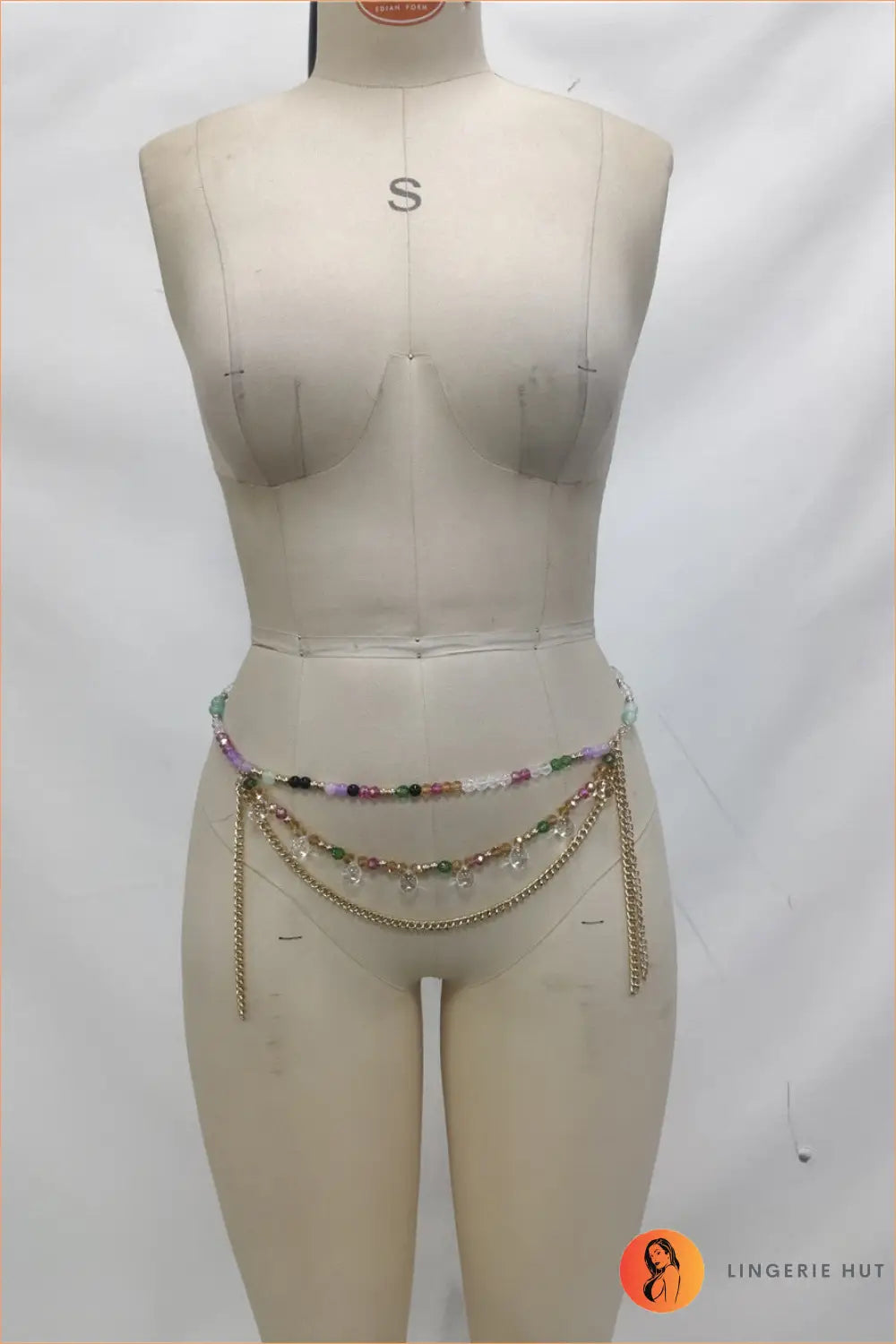 Beaded Chain Halter Top and Skirt co Ord Set - one Size / Color Waist - Clothing • Crop • Cutout • Glamour - Lingerie