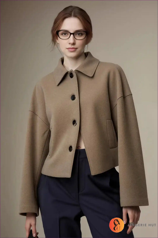 Blazer with Cropped Cut - Modern Professional for All Season, Casual, Crop, Everyday, Formal Wear