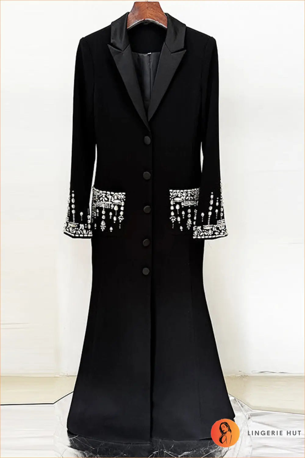 Blazer Dress with Crystal Fringe - Polished Statement - s / Black - just in - Olady
