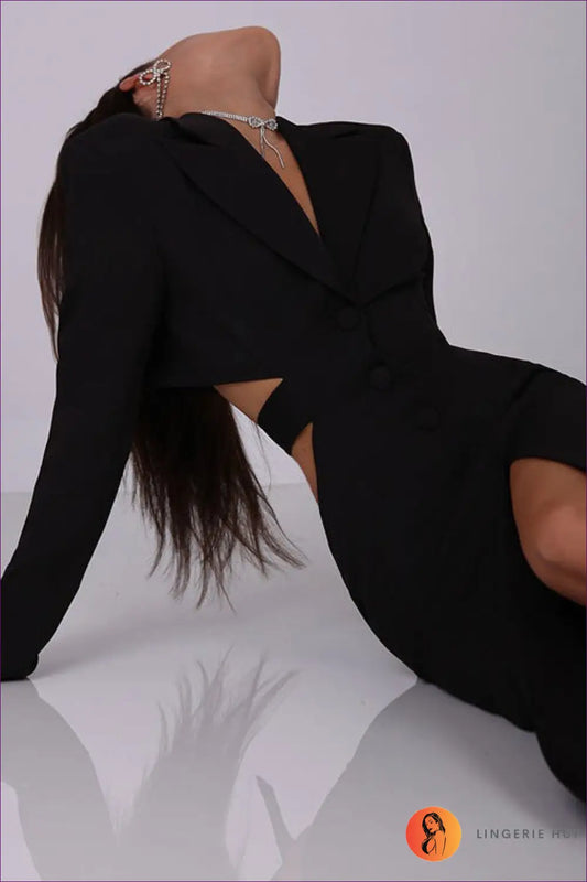 Blazer Dress with Cut-out Waist - Professional Edge - Dresses - Lingerie Hut - All Season • Autumn • Casual • Cutout