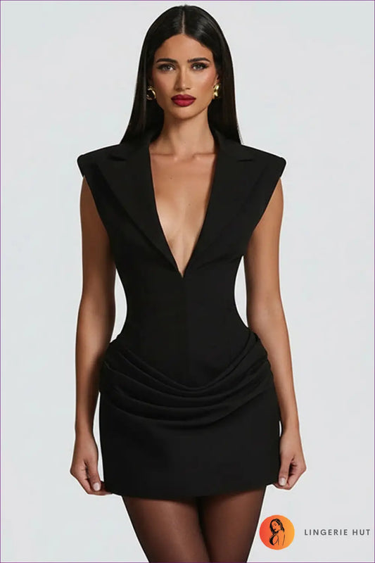 Blazer Dress with Ruched Side Detail - Quiet Confidence - Dresses - Bodycon • Clothing • Everyday • Glamour - Lingerie