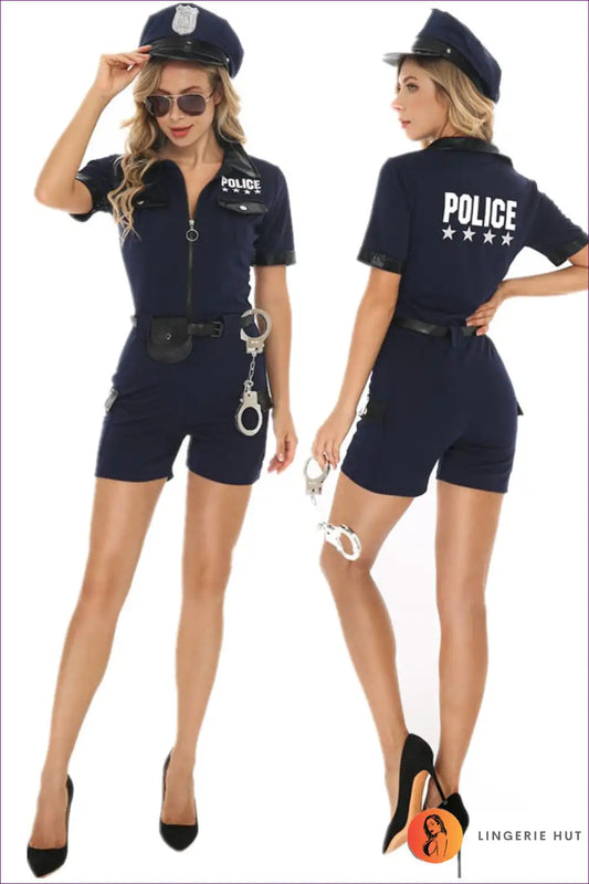 Elevate Playtime With Our Blue Police Officer Role Play Romper. Crafted From Premium 100% Cotton And Elastane,