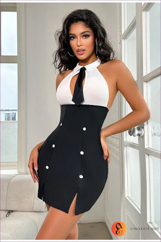 Bodycon Mini Dress with Cutout Detail - Effortless Elegance - s / Black - Dresses - Lingerie Hut - All Season • Formal