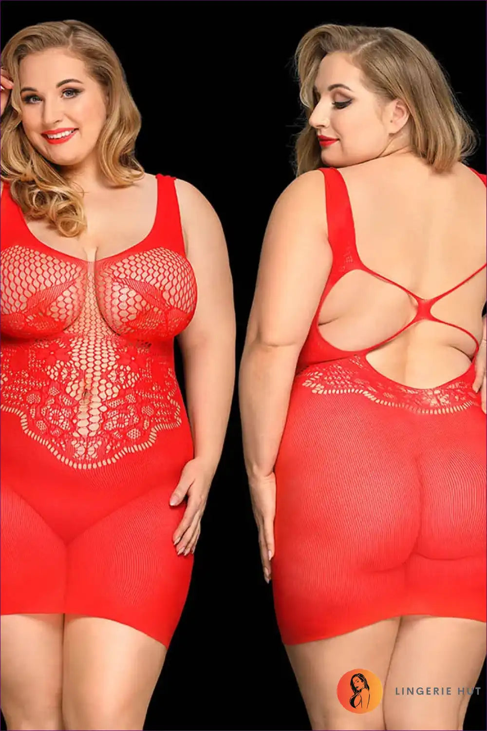 Bodystocking with Sheer Lace Pattern - Statement Confidence for Bodycon, Bodysuit, Boudoir, Everyday,