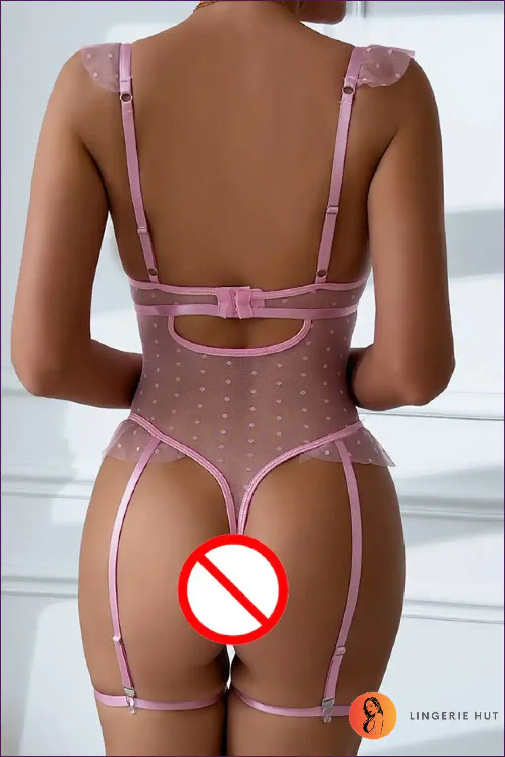 Bodysuit with Embroidered Floral Mesh - Soft Blush Daydream for Bodysuit, Boudoir, Everyday, Floral, Garter