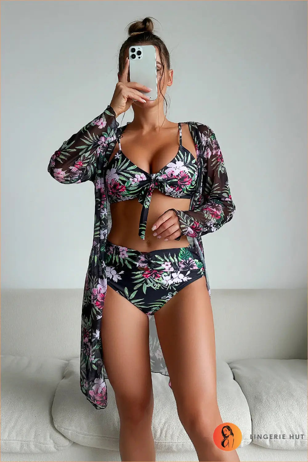 Boho Bikini Set with Cover Up - Summer Evenings Sorted - s / Red - Beachwear • Floral - Lingerie Hut