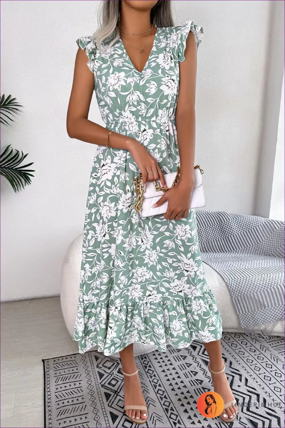 Elevate Your Vacation Style With Our Boho Floral Chiffon Maxi Dress. Crafted For Romance And Femininity, This