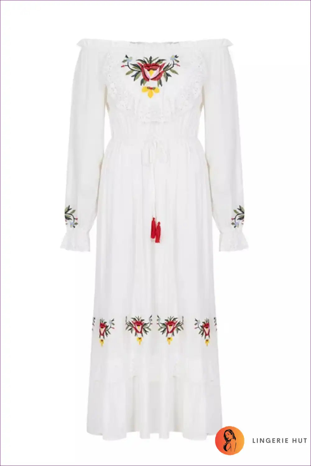 Boho Floral Embroidered Maxi Dress - Effortless Elegance For N, S, x