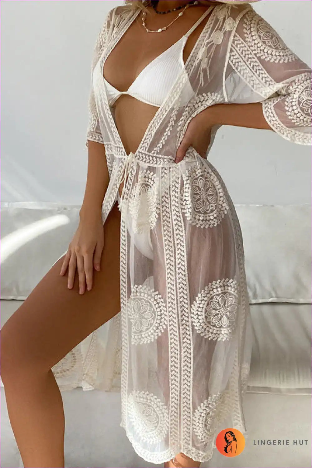 Embrace Effortless Beach Style With Our Boho Floral Long Sleeve Beach Cover-up. Layer Over Your Swimsuit