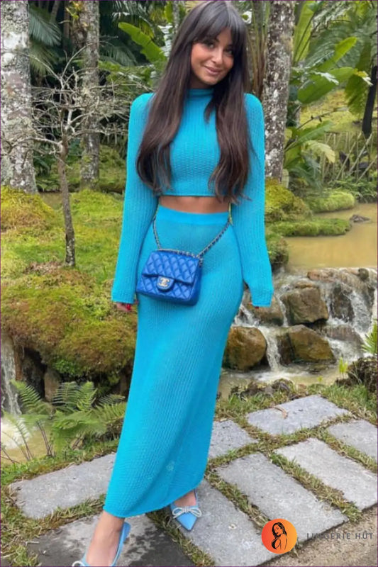 Boho Knit co Ord Set - Effortless Beach Glamour - Clothing - Lingerie Hut - Beachwear • Casual • Crop