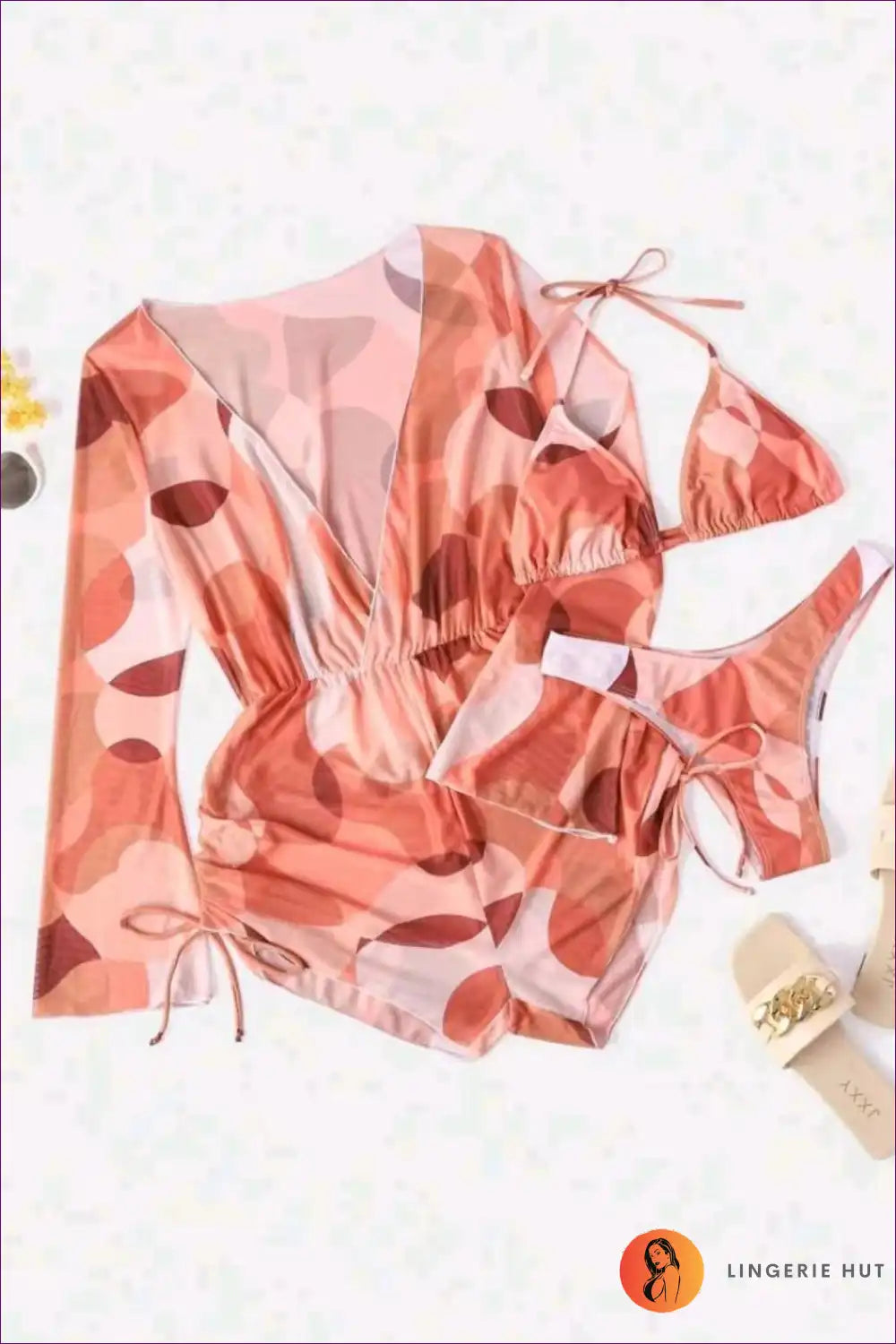 Boho Mesh Bikini Set – Chic Three-piece Swimwear For x