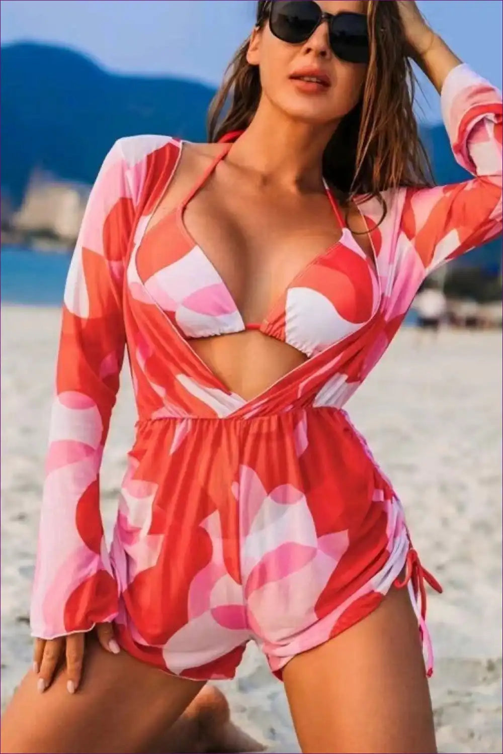Boho Mesh Bikini Set – Chic Three-piece Swimwear For x
