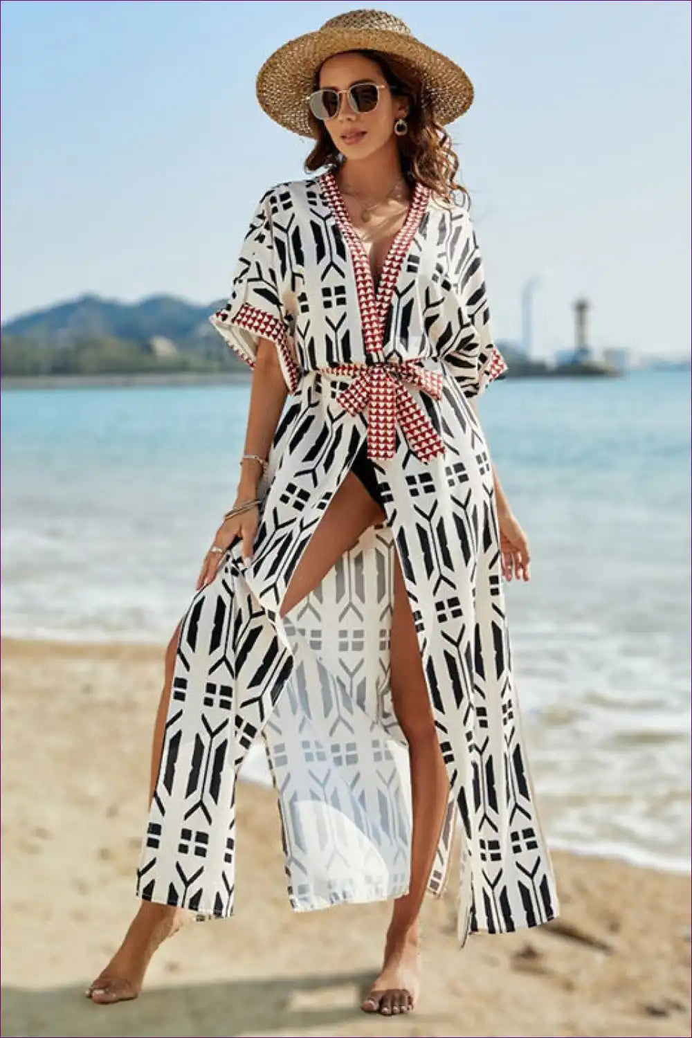 Get Ready For Summer Vibes With Our Boho Printed Beach Cover-up Cardigan. Embrace The Boho Style, Pair It