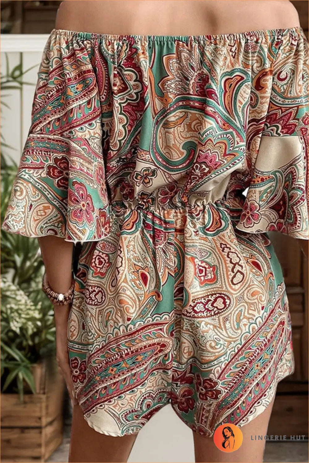 Boho off Shoulder Playsuit - Effortless Summer Escape - Casual • Clothing • Elegant • Everyday - Lingerie Hut