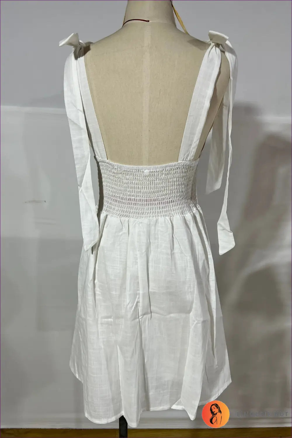 Bow Strap Mini Dress - Garden Party Ready - Dresses - Lingerie Hut - A-line • Casual • Cotton • Everyday