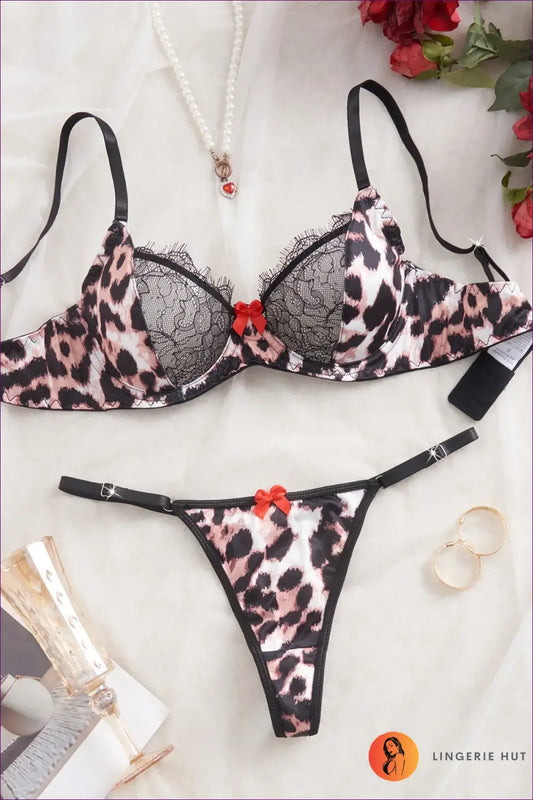 Leopard Print Bra Set with Lace Trim - Worth a Second Look - Lingerie Hut - All Season • Animal • Boudoir • Date Night