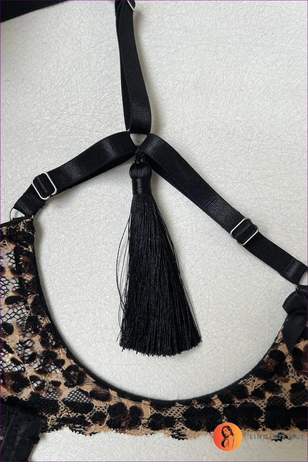 Bra & Thong Set with Tassel Detail - Untamed Confidence - Lingerie Hut - Animal • Boudoir • Cutout • Date Night