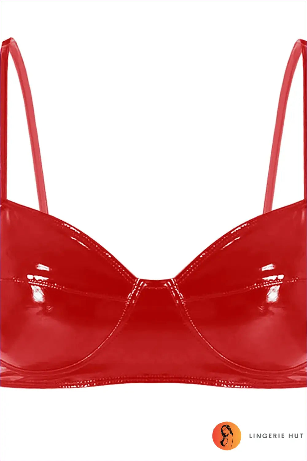 Bra Top with Glossy Wetlook Finish - After-dark Confidence - Red / a - Crop - Lingerie Hut - All Season • Clubwear