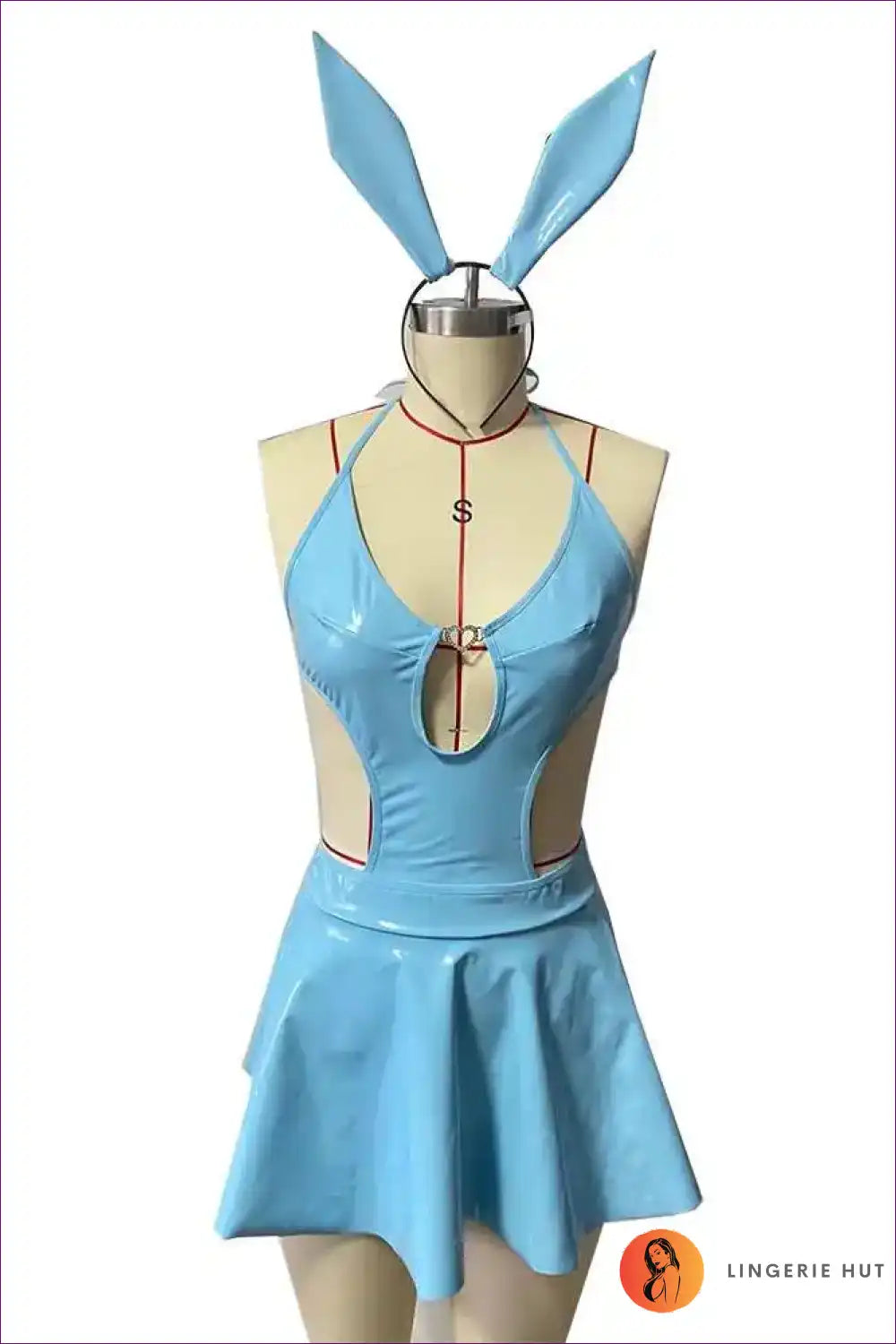 Bunny Dress with V-neck Cut - Night Club Glamour for Bodycon, Bunny, Clubwear, Costume, Cutout